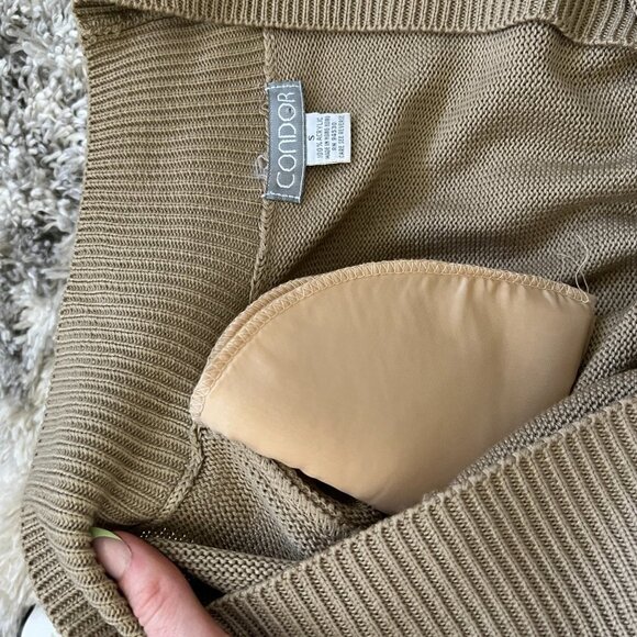 Vintage 1980's Neutral Tan Long Duster Knit Cardigan Sweater - Picture 7 of 8